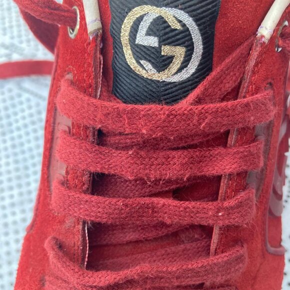 Vintage Gucci Prince Nappa Moorea Rosso Red Suede Sneaker Trainer Shoes 8.5G - Picture 11 of 13